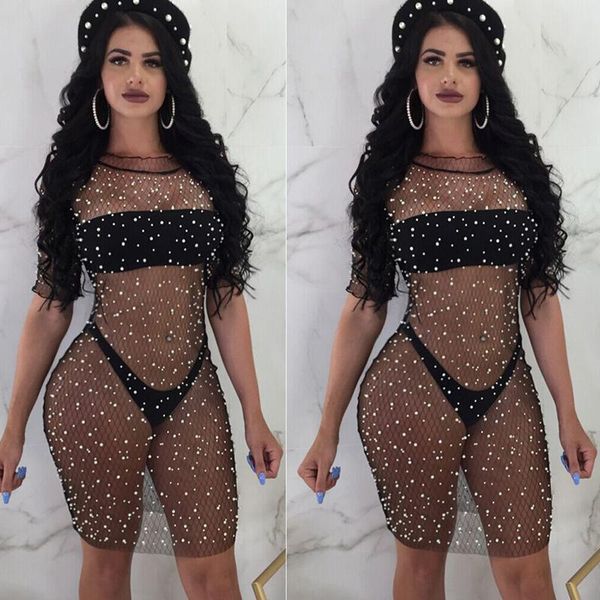 women's swimwear women perspective summer swimsuit beach dress cover up evening bandage party cocktail 2021, White;black
women's swimwear women perspective summer swimsuit beach dress cover up evening bandage party cocktail 2021, White;black