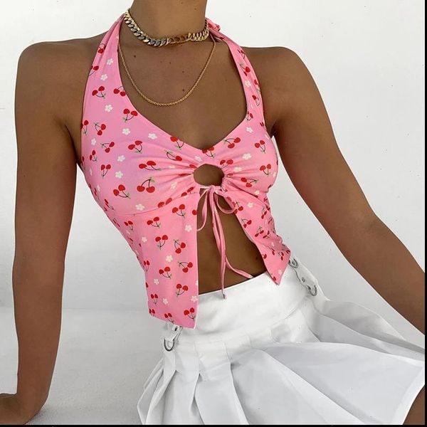 90s vintage cherry sweet cute womens camis y2k aesthetics sleeveless hollow out corset women summer backless bandage halter cropped, White
90s vintage cherry sweet cute womens camis y2k aesthetics sleeveless hollow out corset women summer backless bandage halter cropped, White