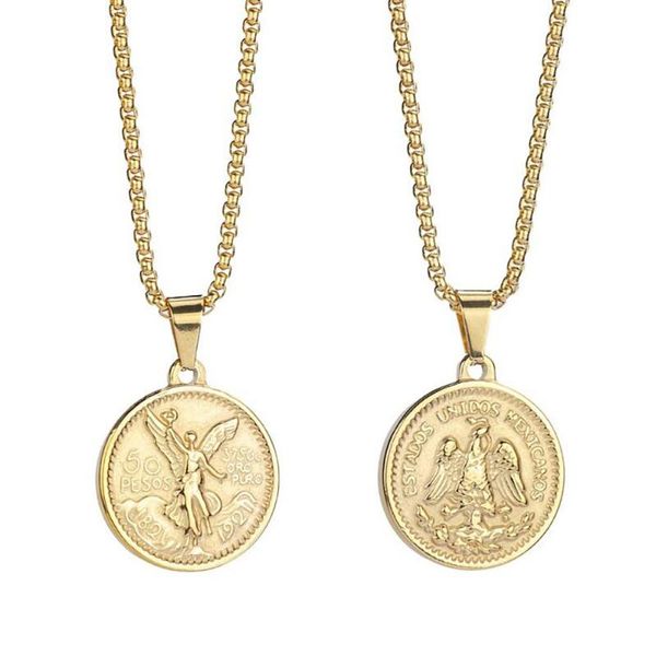chains stainless steel gold delicate coin disc 50 pesos money pendant necklace jewelry gift for him with chain, Silver
chains stainless steel gold delicate coin disc 50 pesos money pendant necklace jewelry gift for him with chain, Silver