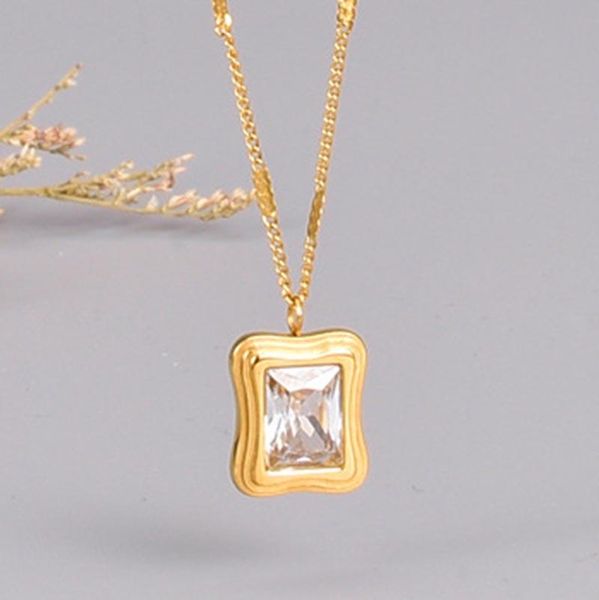 pendant necklaces vintage square zircon for women 316l titanium steel geometric gold chain engagement jewelry birthday gift, Silver
pendant necklaces vintage square zircon for women 316l titanium steel geometric gold chain engagement jewelry birthday gift, Silver