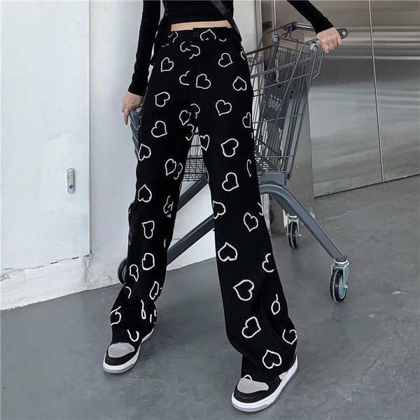 women's pants & capris woman 2021 love wide-leg drape high-end personality fried street loose women y2k, Black;white
women's pants & capris woman 2021 love wide-leg drape high-end personality fried street loose women y2k, Black;white