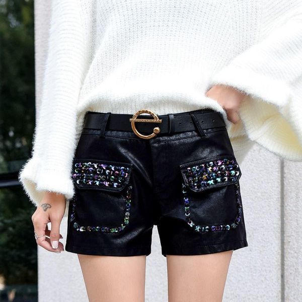 women's shorts autumn winter casual high waist wide leg women korean fashion solid office lady work wear pu leather c285, White;black
women's shorts autumn winter casual high waist wide leg women korean fashion solid office lady work wear pu leather c285, White;black