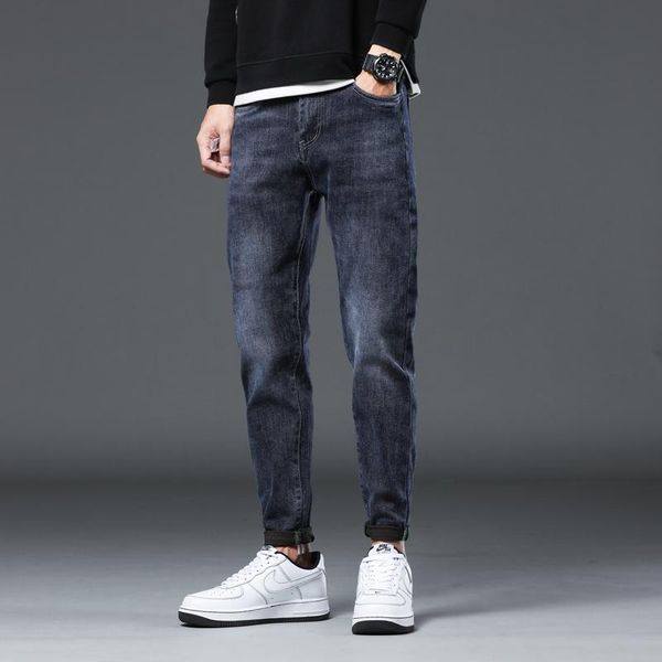 men's jeans in the fall and winter of fashion logo leisure small elastic straight to cultivate one's morality fa, Blue
men's jeans in the fall and winter of fashion logo leisure small elastic straight to cultivate one's morality fa, Blue