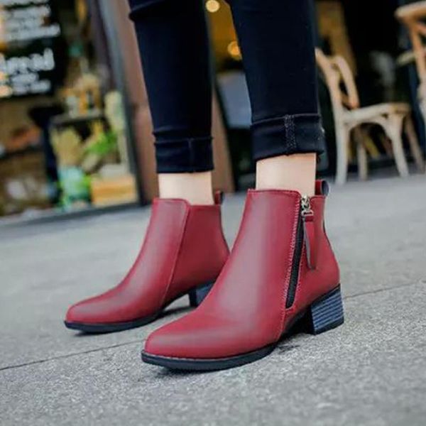 boots zipper synthetic pu footwear solid spring autumn casual women ankle pointed toe warm middle thick wedge heel, Black
boots zipper synthetic pu footwear solid spring autumn casual women ankle pointed toe warm middle thick wedge heel, Black