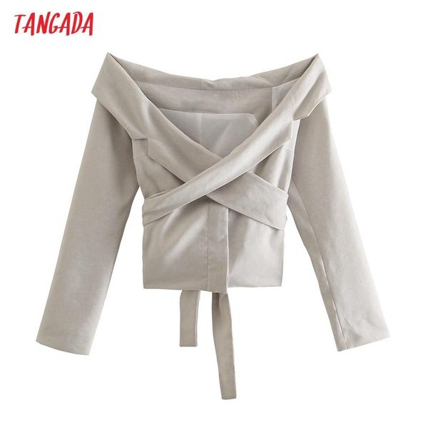 women's suits & blazers tangada women 2021 fashion solid off shoulder blazer coat with slash long sleeve female outerwear chic 2w184, White;black
women's suits & blazers tangada women 2021 fashion solid off shoulder blazer coat with slash long sleeve female outerwear chic 2w184, White;black