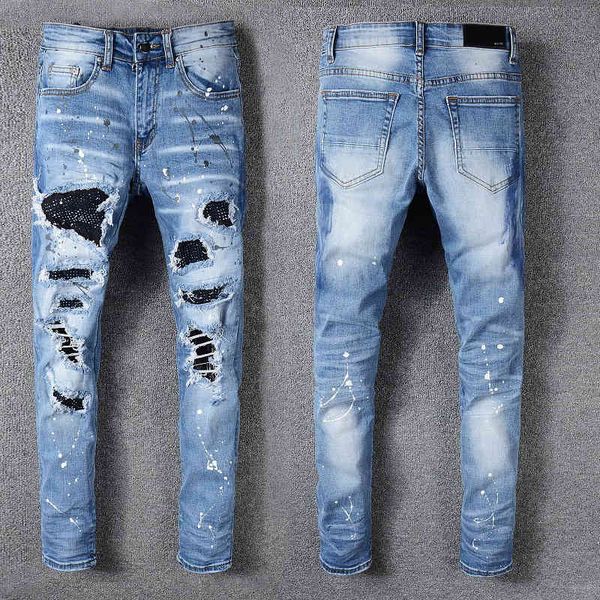 men's jeans luxury mens destroyed crystal patchwork light blue ripped skinny stretch denim pants hip hop men 5fra
men's jeans luxury mens destroyed crystal patchwork light blue ripped skinny stretch denim pants hip hop men 5fra