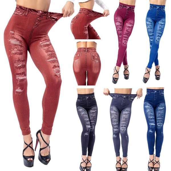 women elastic shaping pants high waist fitness sports leggings faux denim jeans gym workout running slim push up trousers women's, Black
women elastic shaping pants high waist fitness sports leggings faux denim jeans gym workout running slim push up trousers women's, Black