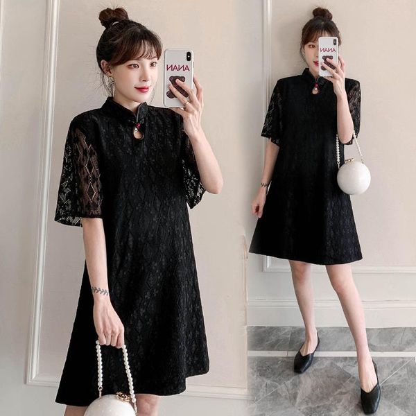 maternity dresses 569# dress summer short sleeves black lace improved cheongsam loose stylish pregnant women mom, White
maternity dresses 569# dress summer short sleeves black lace improved cheongsam loose stylish pregnant women mom, White