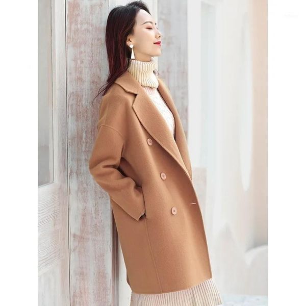 women's wool & blends pockets double breasted turn down collar long sleeve loose casual fall winter coat jackets women windbreaker oute, Black
women's wool & blends pockets double breasted turn down collar long sleeve loose casual fall winter coat jackets women windbreaker oute, Black