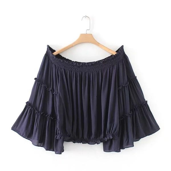 women's blouses & shirts 2021 women off shoulder shirt solid fashion flare sleeve blouse crop female chic blusas b, White
women's blouses & shirts 2021 women off shoulder shirt solid fashion flare sleeve blouse crop female chic blusas b, White