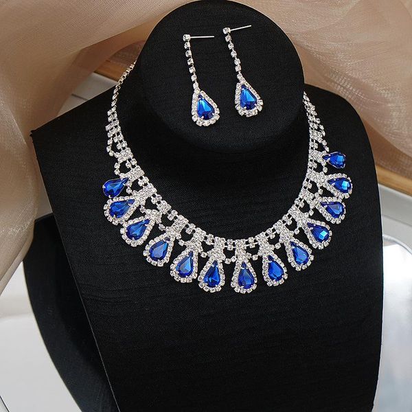 earrings & necklace fashion crystal bridal jewelry sets for women rhinestone geometric choker water drop chain collars necklaces wholesales, Silver
earrings & necklace fashion crystal bridal jewelry sets for women rhinestone geometric choker water drop chain collars necklaces wholesales, Silver