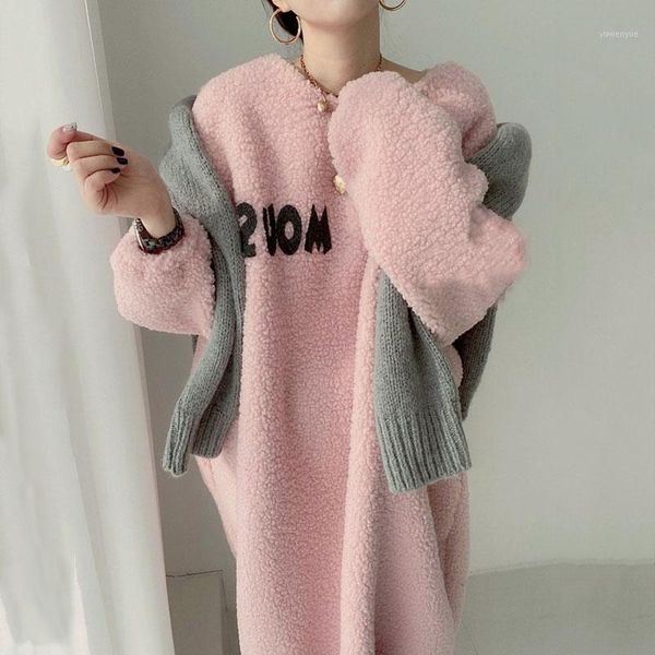 casual dresses elegant loose long-sleeved faux lamb wool dress 2021 winter korean chic o-neck letter patch thickened warm ladies, Black;gray
casual dresses elegant loose long-sleeved faux lamb wool dress 2021 winter korean chic o-neck letter patch thickened warm ladies, Black;gray