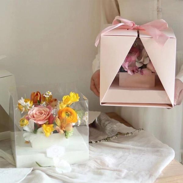 gift wrap square v window transparent pvc folding portable paper box with ribbon surprise rose flower case bouquet arrangement
gift wrap square v window transparent pvc folding portable paper box with ribbon surprise rose flower case bouquet arrangement