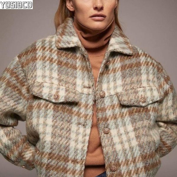 women's jackets yosibcd women 2021 fashion with metal button oversized check jacket coat vintage long sleeve pockets female outerwear c, Black;brown
women's jackets yosibcd women 2021 fashion with metal button oversized check jacket coat vintage long sleeve pockets female outerwear c, Black;brown