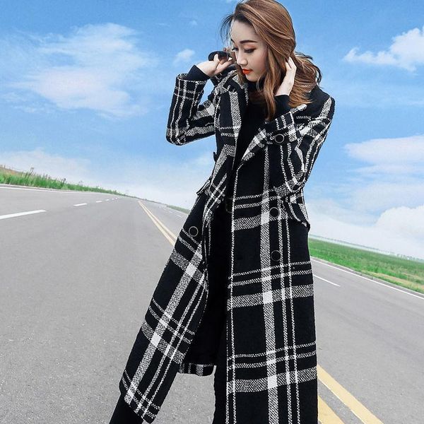 women's wool & blends british classic woolen plaid jacket 2021 fashion autumn winter slim temperament tweed coat windproof warm outwear, Black
women's wool & blends british classic woolen plaid jacket 2021 fashion autumn winter slim temperament tweed coat windproof warm outwear, Black
