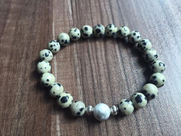 charm bracelets rouns beads 8mm white howlite bracelet dalmatian jaspers prayer yoga mala for women and men, Golden;silver
charm bracelets rouns beads 8mm white howlite bracelet dalmatian jaspers prayer yoga mala for women and men, Golden;silver