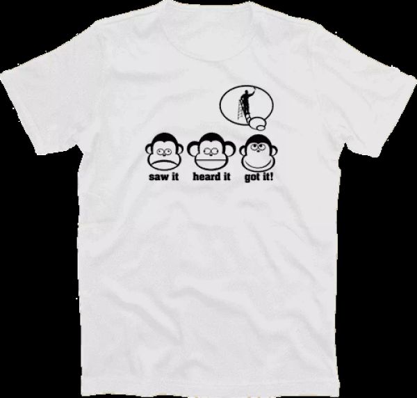 three monkeys saw it heard got painter craftsmen wallpaper t-shirt s-xxxl, White;black
three monkeys saw it heard got painter craftsmen wallpaper t-shirt s-xxxl, White;black