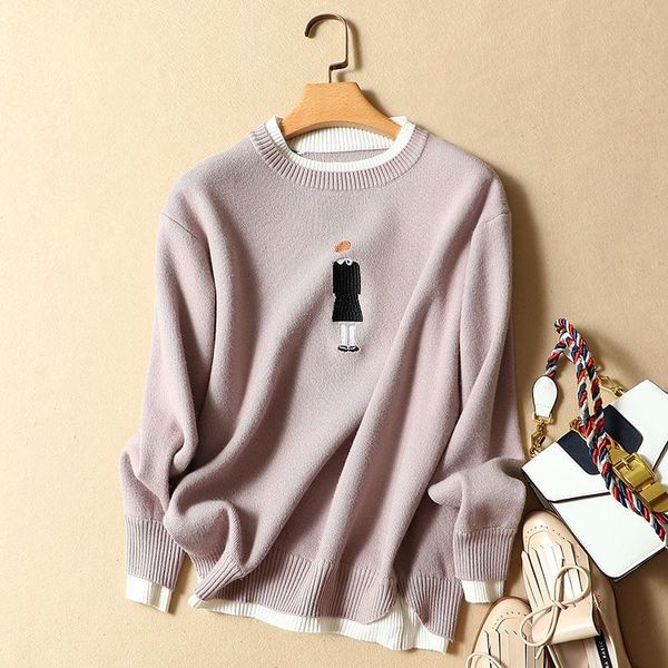 women's sweaters 2021 o-neck embroidery women and pullovers knitted lady elegant outwear coat, White;black
women's sweaters 2021 o-neck embroidery women and pullovers knitted lady elegant outwear coat, White;black