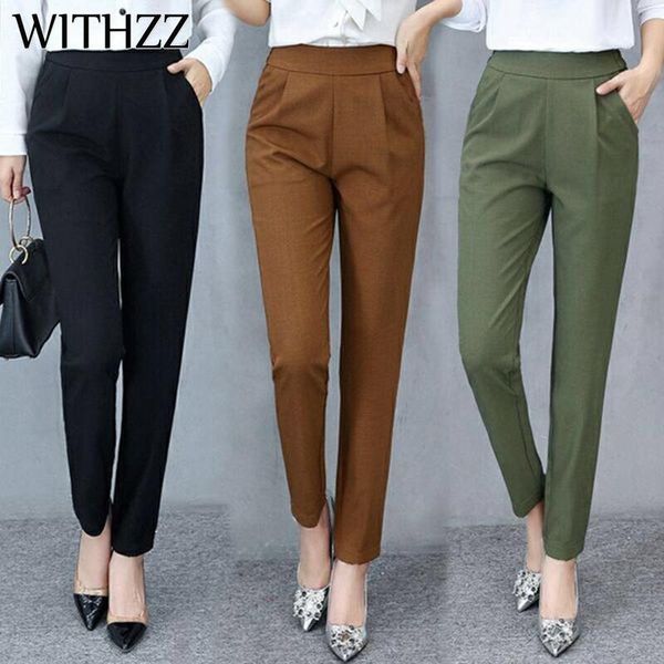 women's pants & capris withzz harlan autumn winter thin casual stretch slimming elastic waist trousers formal commuting, Black;white 
women's pants & capris withzz harlan autumn winter thin casual stretch slimming elastic waist trousers formal commuting, Black;white
