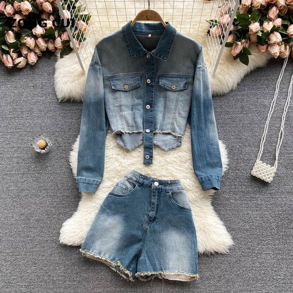 women's tracksuits autumn denim shorts set 2021 jacket + high waist jeans casual vintage 2-piece, Gray
women's tracksuits autumn denim shorts set 2021 jacket + high waist jeans casual vintage 2-piece, Gray