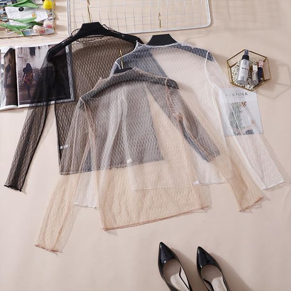 plaid mesh lace casual women blouses hollow transparent undershirt long sleeve shirts ladies, White
plaid mesh lace casual women blouses hollow transparent undershirt long sleeve shirts ladies, White