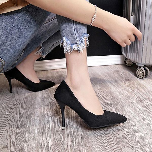 dress shoes high heels women stiletto flock pointed thin heel ladies office party wedding pumps plus size 35-43, Black
dress shoes high heels women stiletto flock pointed thin heel ladies office party wedding pumps plus size 35-43, Black