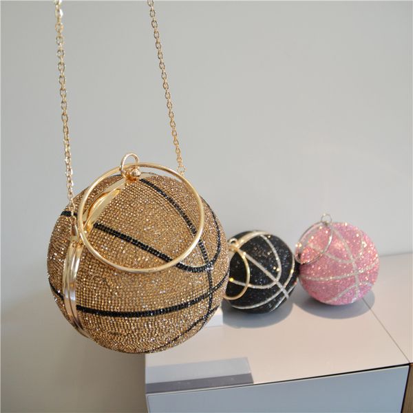 round evening handbag rhinestone shiny basketball purse and handbags clutch wedding party bag 2021 fashion, Black
round evening handbag rhinestone shiny basketball purse and handbags clutch wedding party bag 2021 fashion, Black