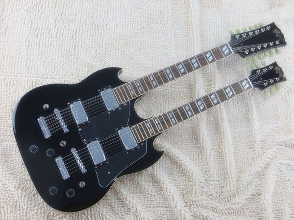 flyoung sg12 string + 6 double neck electric guitar black body transparent guard can wear suitcase
flyoung sg12 string + 6 double neck electric guitar black body transparent guard can wear suitcase