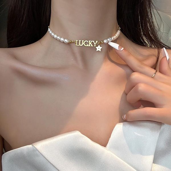 chokers necklace for women fashion letter pearl female wild personality clavicle chain jewelry around the neck, Golden;silver
chokers necklace for women fashion letter pearl female wild personality clavicle chain jewelry around the neck, Golden;silver