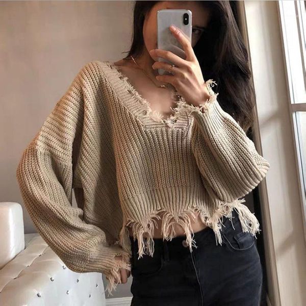 fall and winter 2021 women's sweater v-neck pullover loose tassel all-match jersey mujer en* sweaters, White;black
fall and winter 2021 women's sweater v-neck pullover loose tassel all-match jersey mujer en* sweaters, White;black
