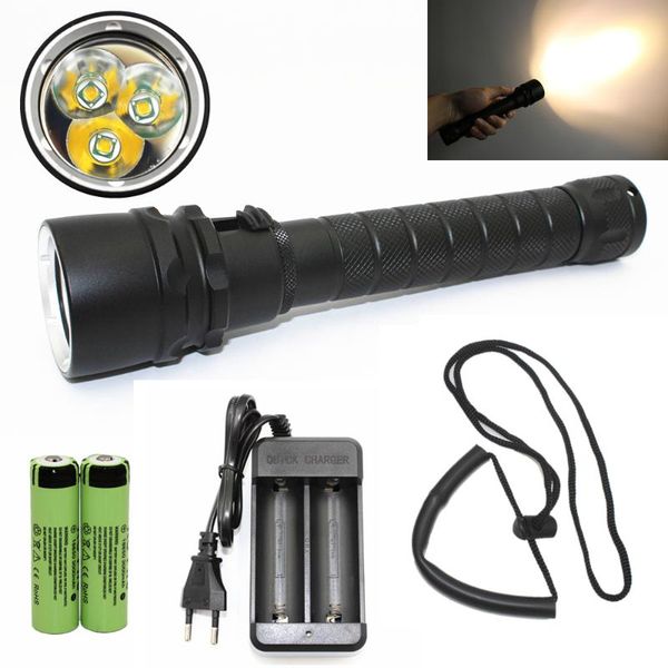 waterproof tactical diving light yellow 3x t6 led underwater hunting lanterna + 18650 battery charger flashlights torches
waterproof tactical diving light yellow 3x t6 led underwater hunting lanterna + 18650 battery charger flashlights torches