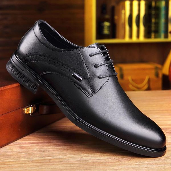 men's business shoes pointed toe lace-up leisure dress genuine leather man flat wedding party cow men, Black
men's business shoes pointed toe lace-up leisure dress genuine leather man flat wedding party cow men, Black
