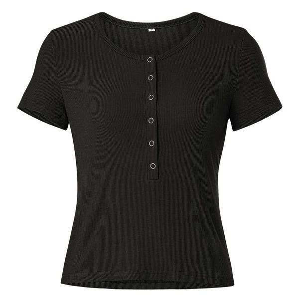 summer o neck button t-shirt casual solid color women short sleeve ribbed tee shirt slim fit knitted basic tshirt d30 women's, White
summer o neck button t-shirt casual solid color women short sleeve ribbed tee shirt slim fit knitted basic tshirt d30 women's, White