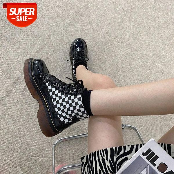 black and white plaid boots autumn thick bottom heel lace up short women british style thin martin #g45h
black and white plaid boots autumn thick bottom heel lace up short women british style thin martin #g45h