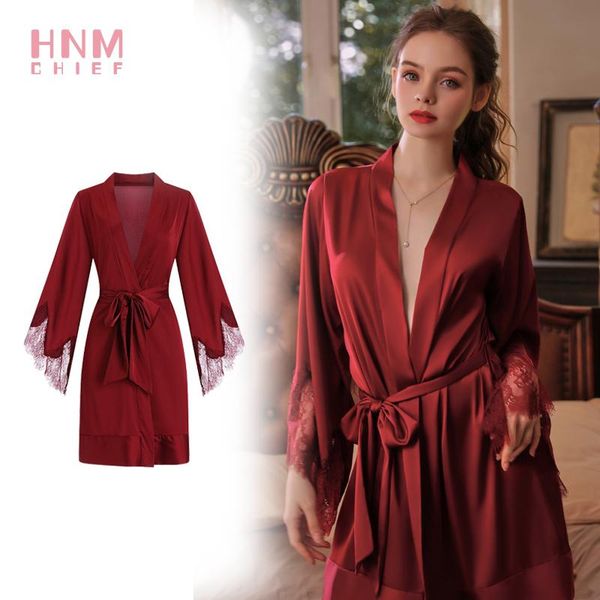 women's sleepwear bride robe women silk satin short night solid kimono fashion bath robes lace splicing casual nightgown, Black;red
women's sleepwear bride robe women silk satin short night solid kimono fashion bath robes lace splicing casual nightgown, Black;red