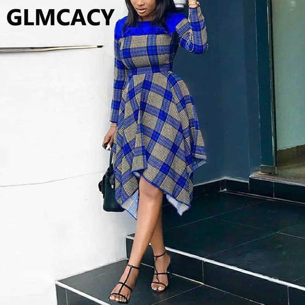 women long sleeve irregular plaid dress elegant office ladies work dresses 210702, Black;gray
women long sleeve irregular plaid dress elegant office ladies work dresses 210702, Black;gray
