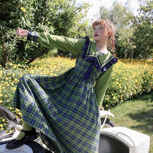 casual dresses autumn winter women dress green plaid japan style sailor collar long sleeve female bing robe femme iwlp, Black;gray
casual dresses autumn winter women dress green plaid japan style sailor collar long sleeve female bing robe femme iwlp, Black;gray