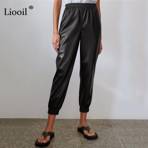 women's pants & capris liooil faux leather high waist harem for women trousers black slacks with pockets streetwear long autumn 2021, Black;white
women's pants & capris liooil faux leather high waist harem for women trousers black slacks with pockets streetwear long autumn 2021, Black;white