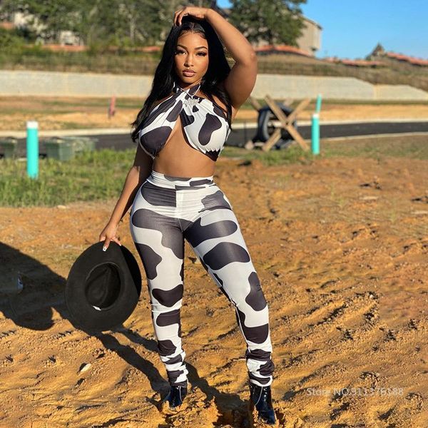 women's two piece pants ajoc print skinny women sets halter tank +long casual loune wear female suits sleevele streetwear, White
women's two piece pants ajoc print skinny women sets halter tank +long casual loune wear female suits sleevele streetwear, White