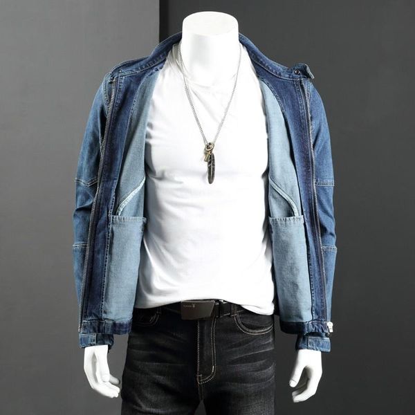 men's jackets autumn mens denim jacket stand collar long sleeve slim fit zip vintage biker street fashion patchwork casual short coat, Black;brown
men's jackets autumn mens denim jacket stand collar long sleeve slim fit zip vintage biker street fashion patchwork casual short coat, Black;brown