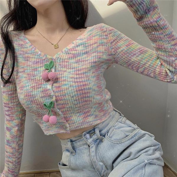 women's knits & tees zcwxm chic knitted cardigans crop women korean girl y2k sweater rainbow sweet cherry sweaters v-neck fashion cardi, White
women's knits & tees zcwxm chic knitted cardigans crop women korean girl y2k sweater rainbow sweet cherry sweaters v-neck fashion cardi, White
