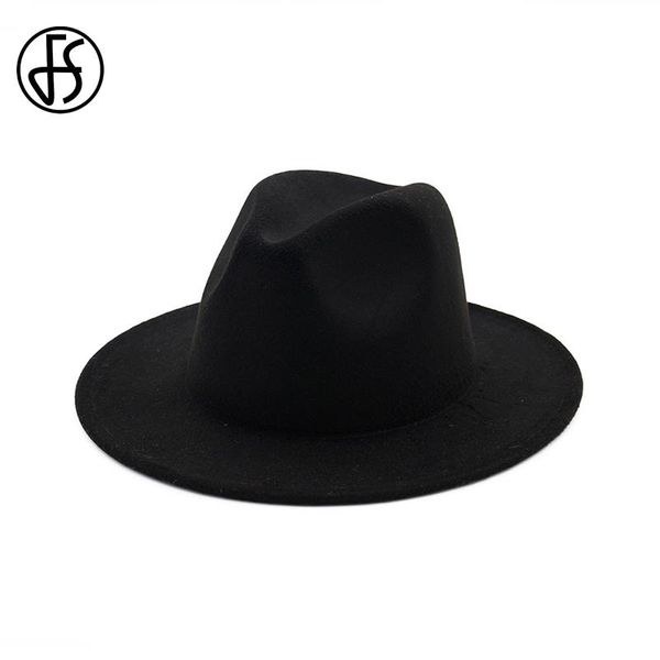 stingy brim hats fs women fedoras wool felt hat winter jazz black pink red for men wide woolen panama autumn 2021, Blue;gray 
stingy brim hats fs women fedoras wool felt hat winter jazz black pink red for men wide woolen panama autumn 2021, Blue;gray