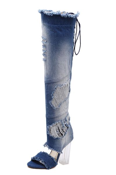 boots jeans woman blue denim over the knee clear high heel peep toe hollow out shoes summer female cowgirl botines mujer, Black
boots jeans woman blue denim over the knee clear high heel peep toe hollow out shoes summer female cowgirl botines mujer, Black