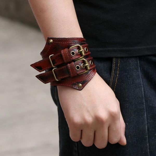 tennis steampunk wide leather bracelet for men rock punk genuine black brown jewellery, Golden;silver
tennis steampunk wide leather bracelet for men rock punk genuine black brown jewellery, Golden;silver