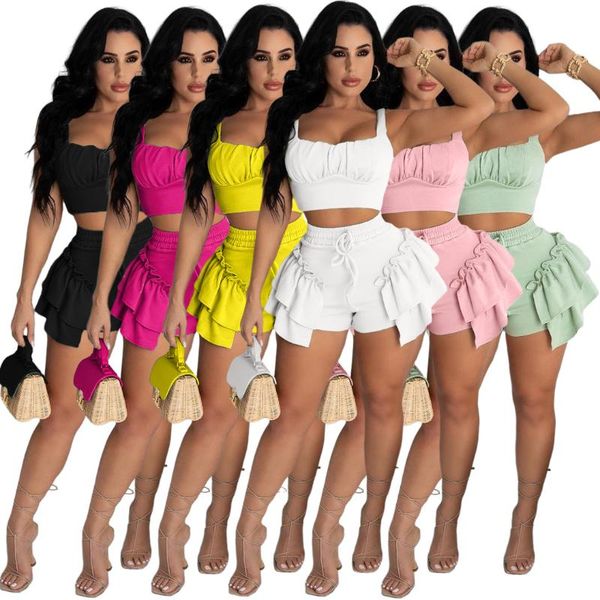 women's tracksuits women 2 piece sets casual solid color ruffles shorts and crop summer fashion club vacation tight outfits, Gray
women's tracksuits women 2 piece sets casual solid color ruffles shorts and crop summer fashion club vacation tight outfits, Gray