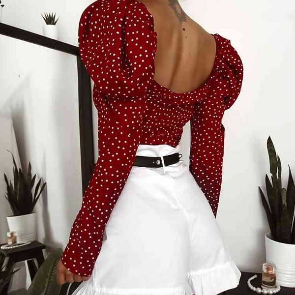ootn vintage polka dot women puff long sleeve wrap elegant 2021 lace up red crop blouse backless chic female shirts, White
ootn vintage polka dot women puff long sleeve wrap elegant 2021 lace up red crop blouse backless chic female shirts, White