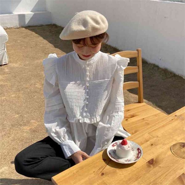 spring autumn korea fashion women long sleeve ruffles white shirts bouffant design vintage blouse m707 210512
spring autumn korea fashion women long sleeve ruffles white shirts bouffant design vintage blouse m707 210512