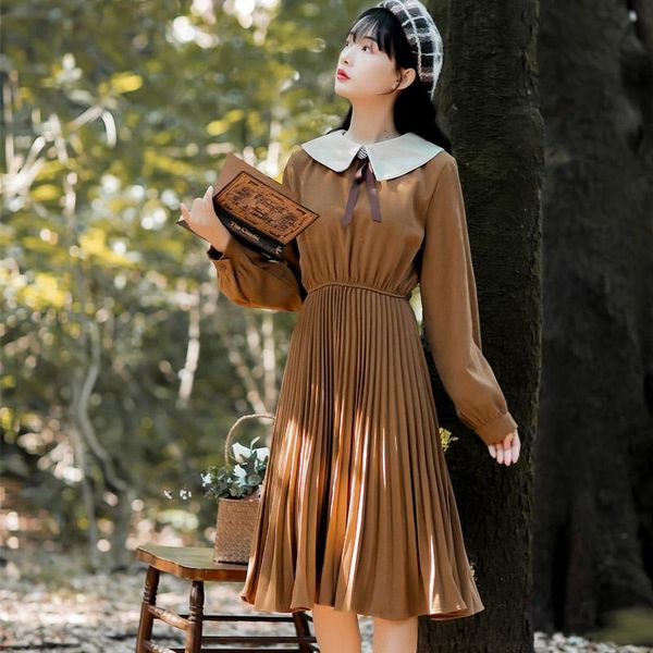 casual dresses autumn elegant women dress vintage cotton pleated preppy style high waist long sleeve retro female 2021, Black;gray
casual dresses autumn elegant women dress vintage cotton pleated preppy style high waist long sleeve retro female 2021, Black;gray