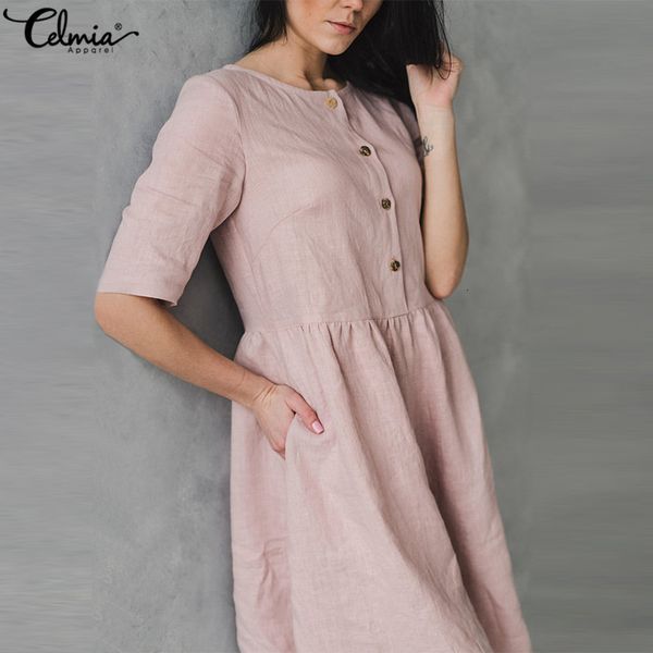 dresses celmia women 2021 spring shirt dress vintage fashion sundress casual loose short sleeve buttons solid party vestidos plus size, Black;gray
dresses celmia women 2021 spring shirt dress vintage fashion sundress casual loose short sleeve buttons solid party vestidos plus size, Black;gray