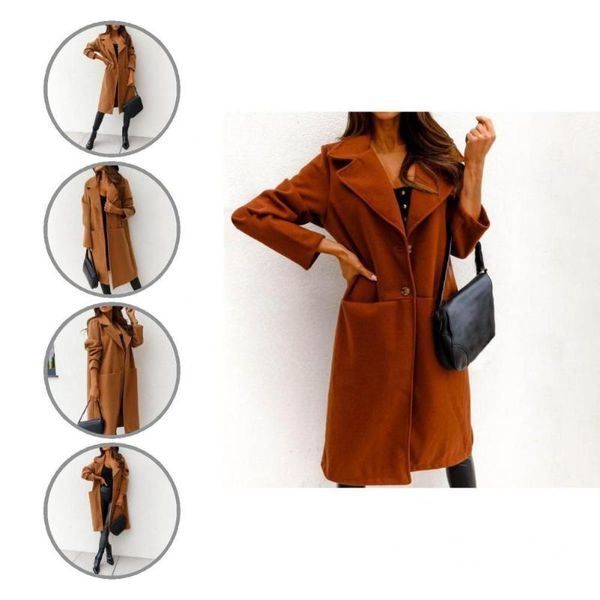 women's trench coats winter jacket buttons wear resistant turn-down collar long sleeve cardigan lady coat, Tan;black 
women's trench coats winter jacket buttons wear resistant turn-down collar long sleeve cardigan lady coat, Tan;black